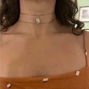 Silver & White Opal Choker Necklace